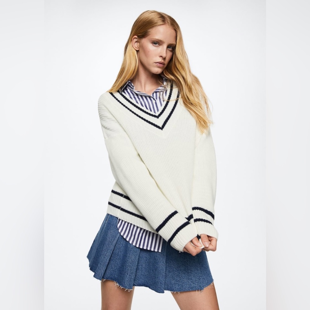 Mango oversized preppy v-neckline sweater